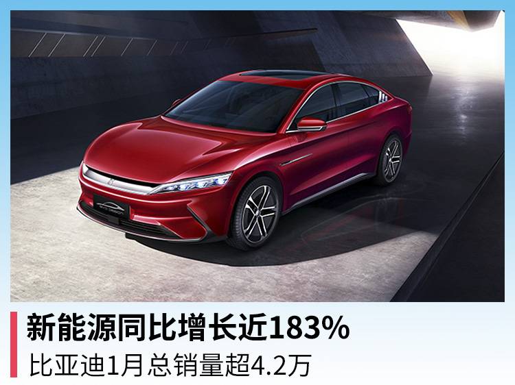 新能源同比增长近183% 比亚迪1月份总销量超过4.2万辆