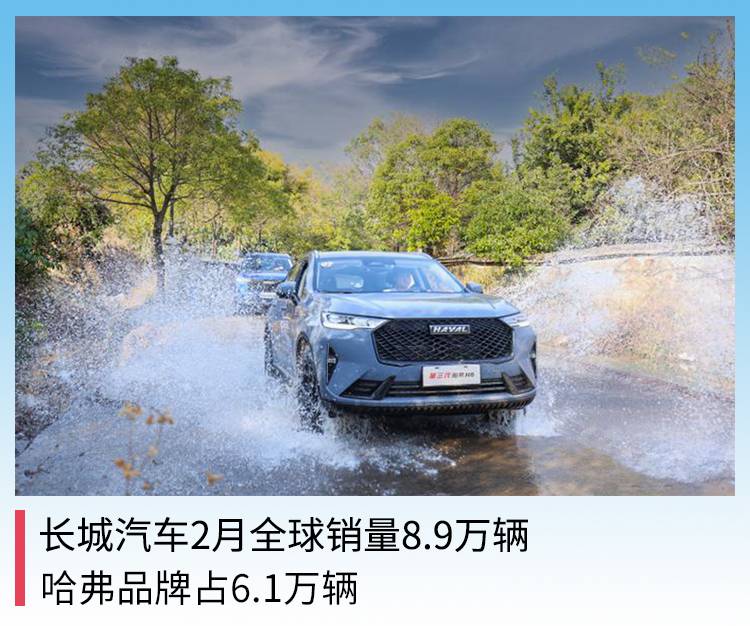 长城汽车2月份在全球销售了8.9万个哈弗品牌 占6.1万辆